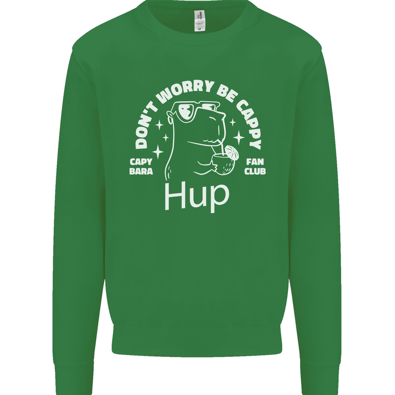 Be Cappy Funny Capybara Mens Sweatshirt Jumper Irish Green