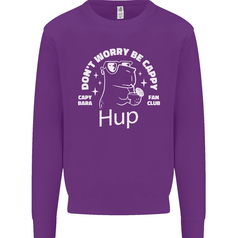 Be Cappy Funny Capybara Mens Sweatshirt Jumper Purple