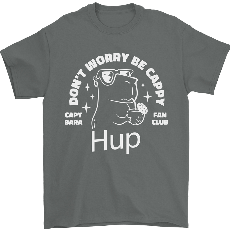 Be Cappy Funny Capybara Mens T-Shirt 100% Cotton Charcoal