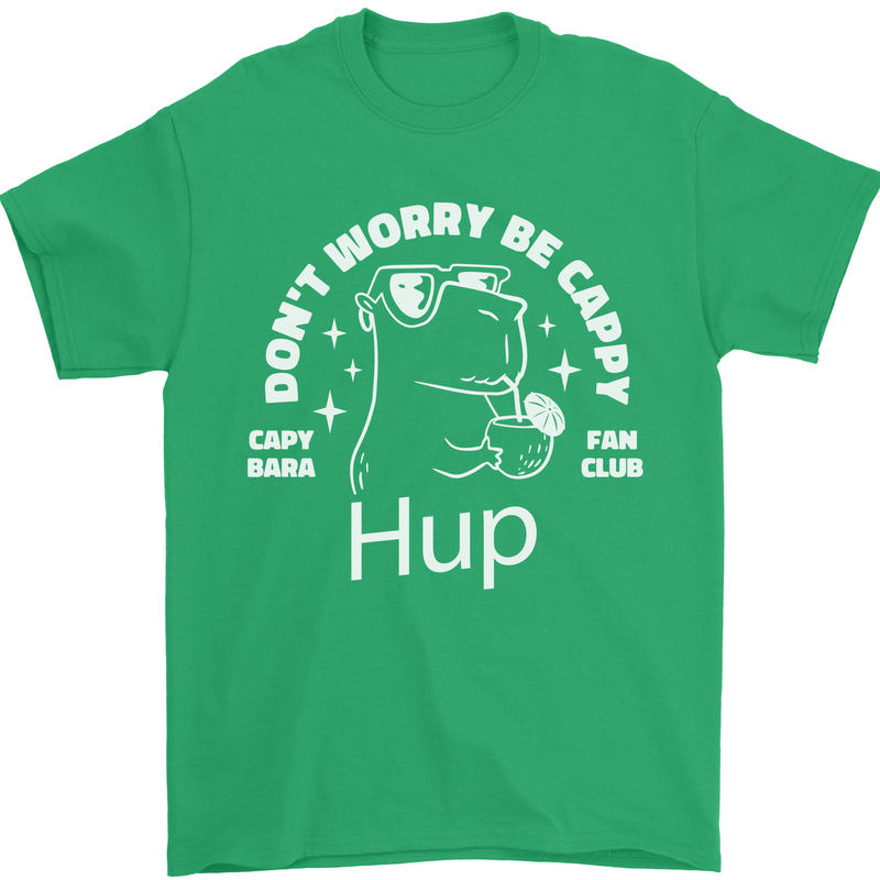 Be Cappy Funny Capybara Mens T-Shirt 100% Cotton Irish Green