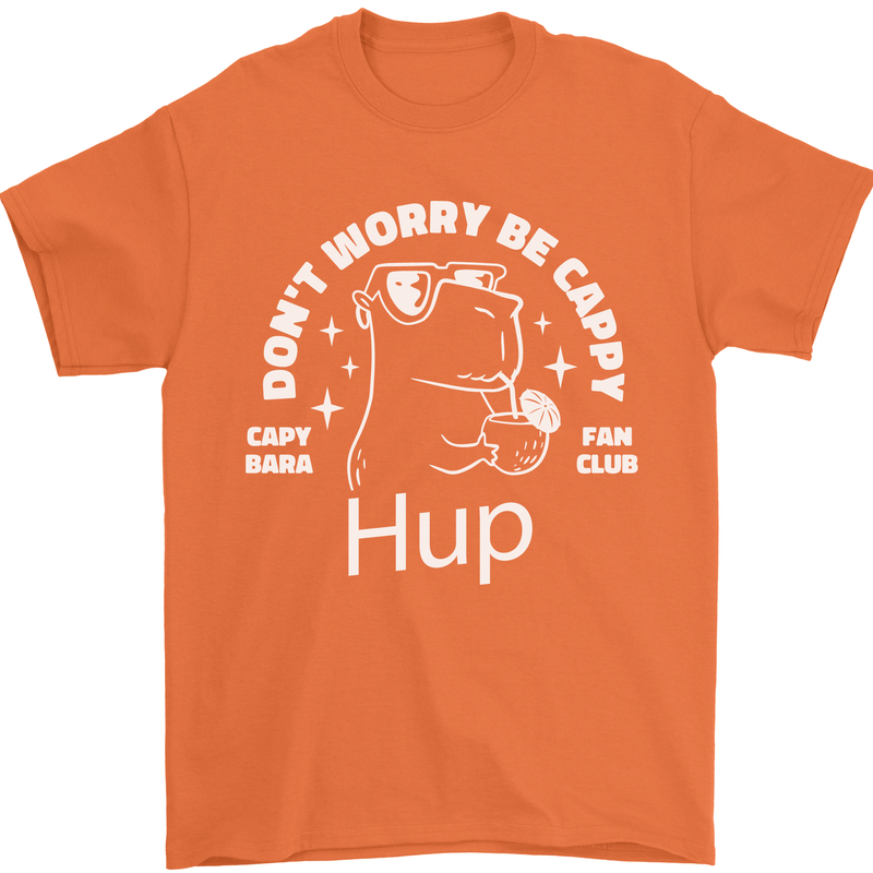 Be Cappy Funny Capybara Mens T-Shirt 100% Cotton Orange