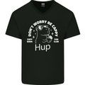 Be Cappy Funny Capybara Mens V-Neck Cotton T-Shirt Black