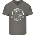 Be Cappy Funny Capybara Mens V-Neck Cotton T-Shirt Charcoal