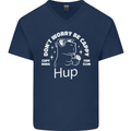 Be Cappy Funny Capybara Mens V-Neck Cotton T-Shirt Navy Blue