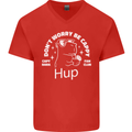 Be Cappy Funny Capybara Mens V-Neck Cotton T-Shirt Red