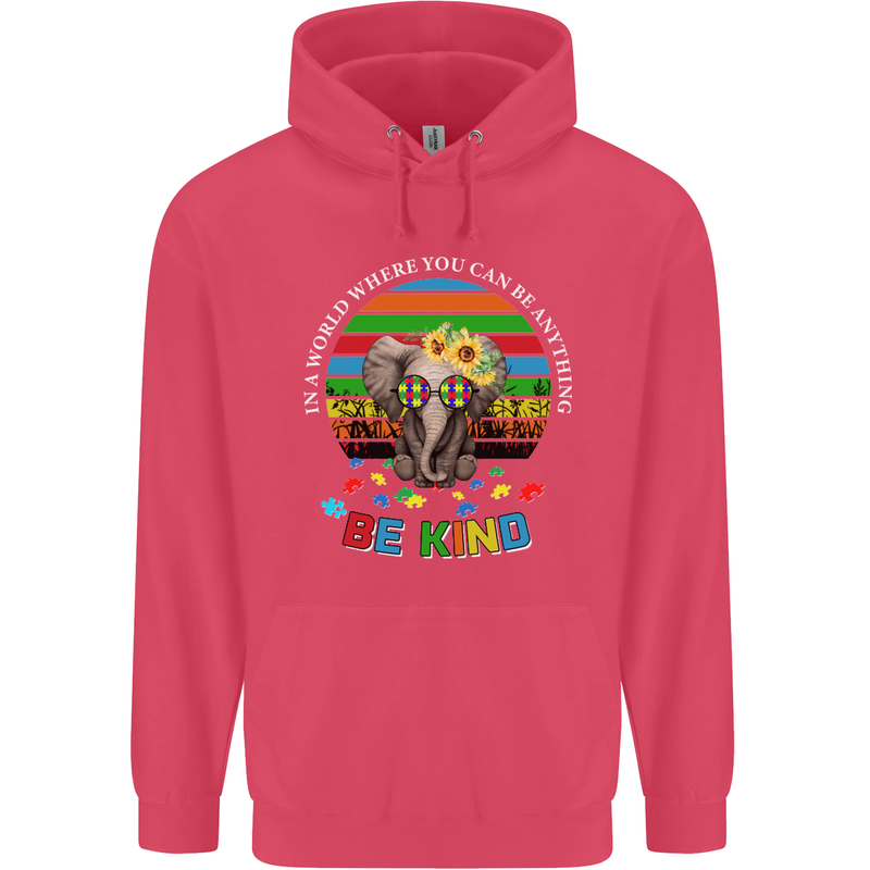 Be Kind Elephant Autism Autistic Childrens Kids Hoodie Heliconia