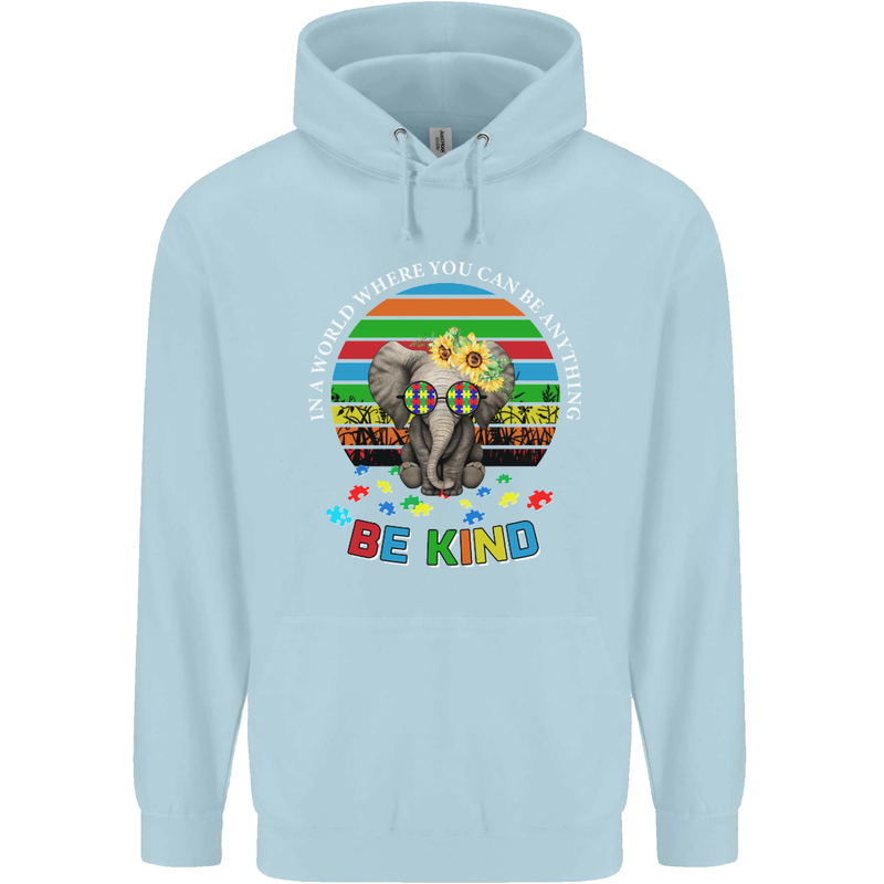 Be Kind Elephant Autism Autistic Childrens Kids Hoodie Light Blue