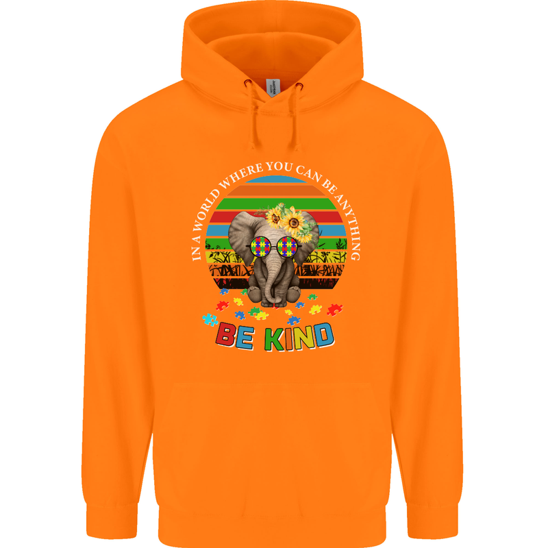 Be Kind Elephant Autism Autistic Childrens Kids Hoodie Orange