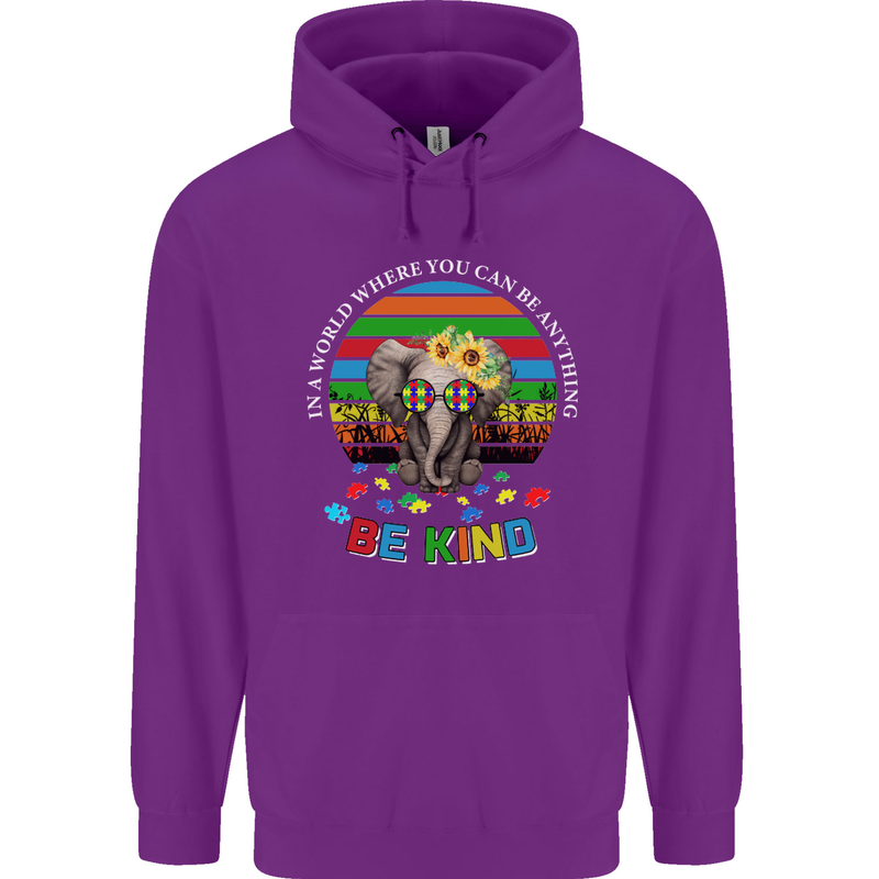 Be Kind Elephant Autism Autistic Childrens Kids Hoodie Purple