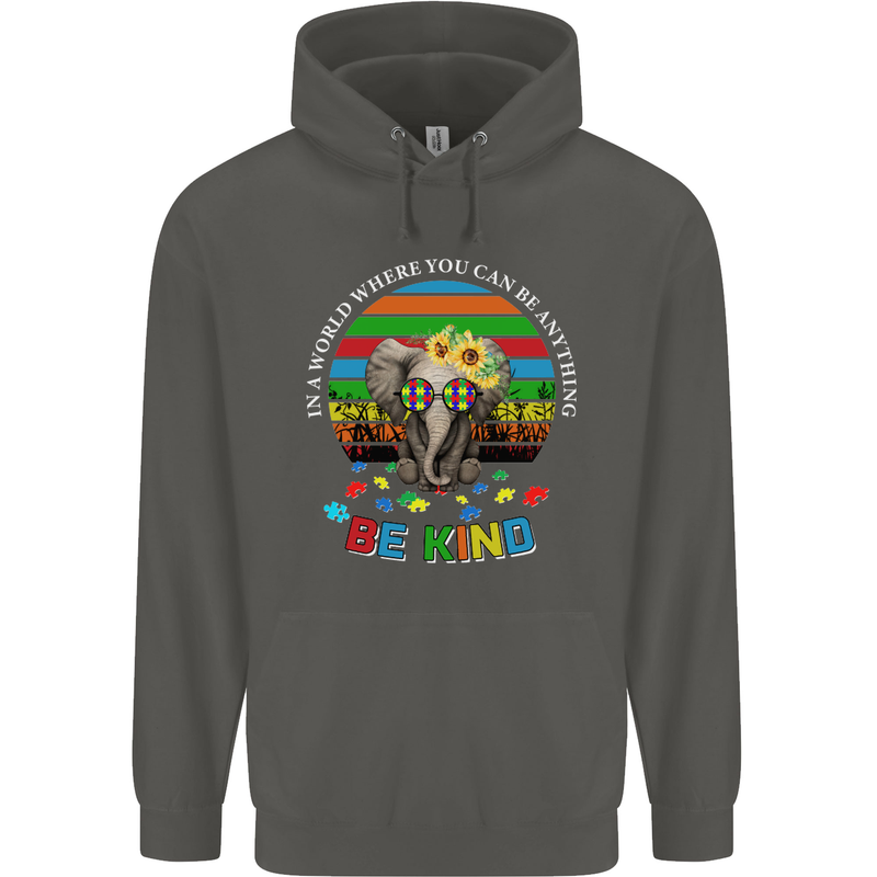 Be Kind Elephant Autism Autistic Childrens Kids Hoodie Storm Grey