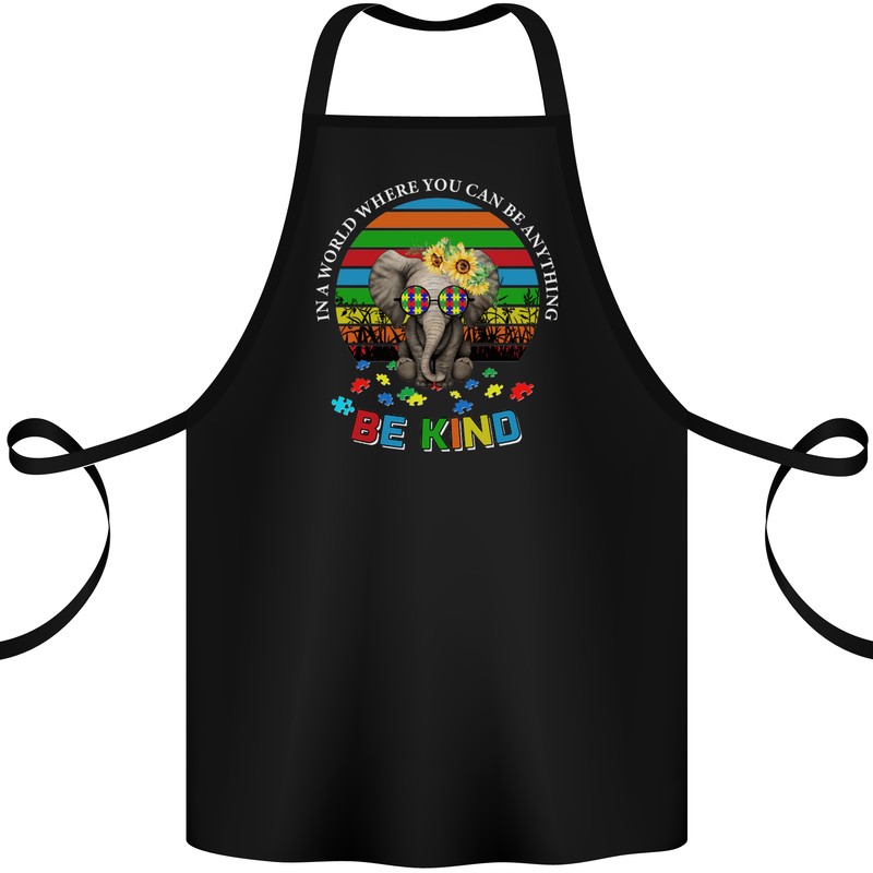 Be Kind Elephant Autism Autistic Cotton Apron 100% Organic Black