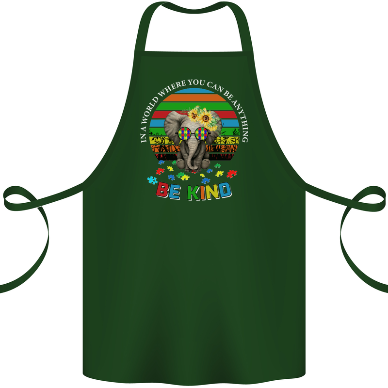 Be Kind Elephant Autism Autistic Cotton Apron 100% Organic Forest Green