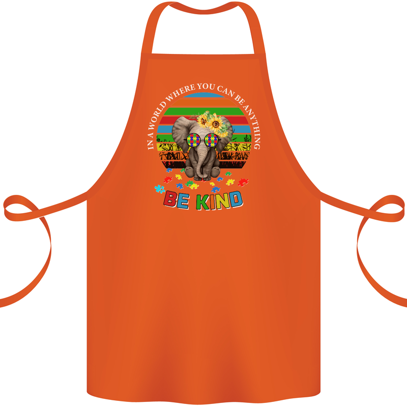 Be Kind Elephant Autism Autistic Cotton Apron 100% Organic Orange