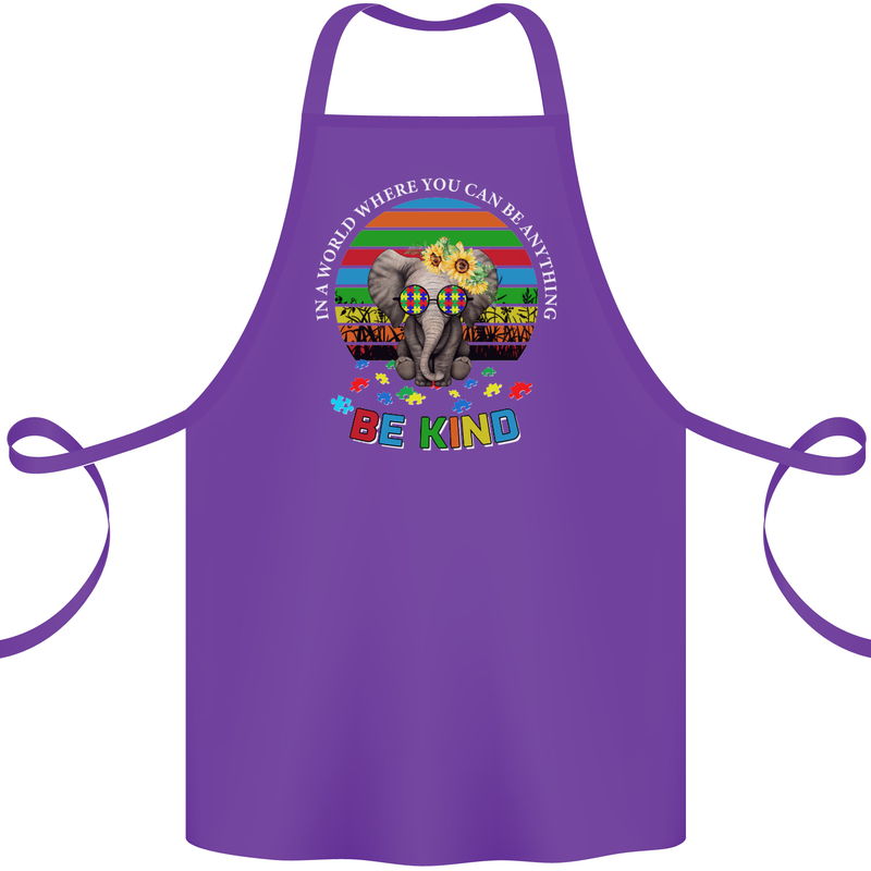 Be Kind Elephant Autism Autistic Cotton Apron 100% Organic Purple