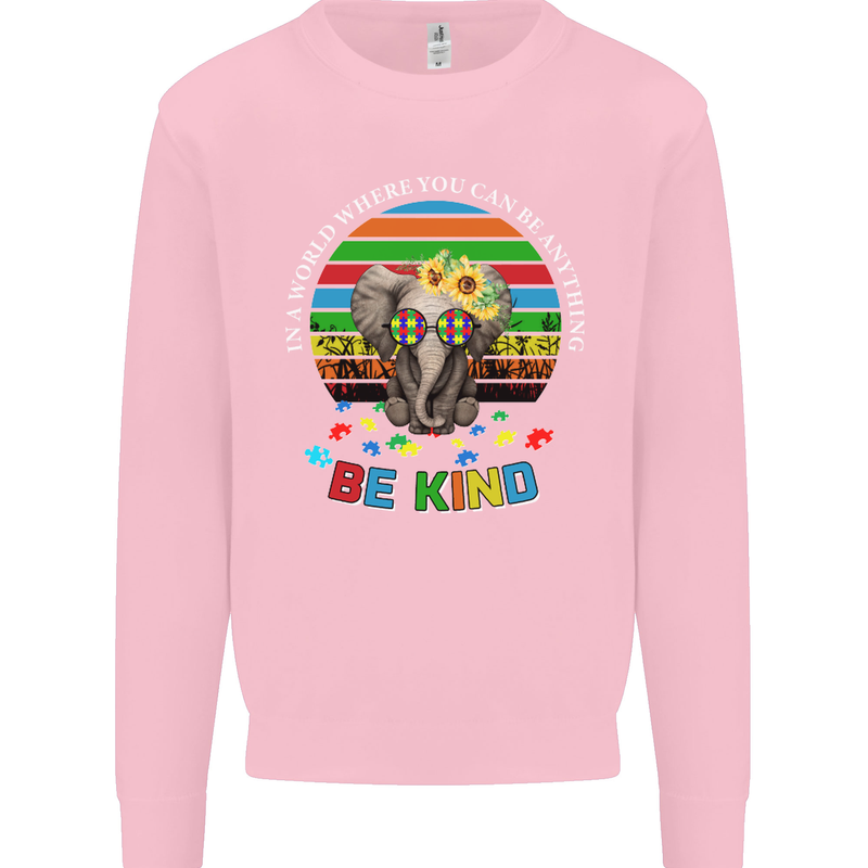 Be Kind Elephant Autism Autistic Kids Sweatshirt Jumper Light Pink