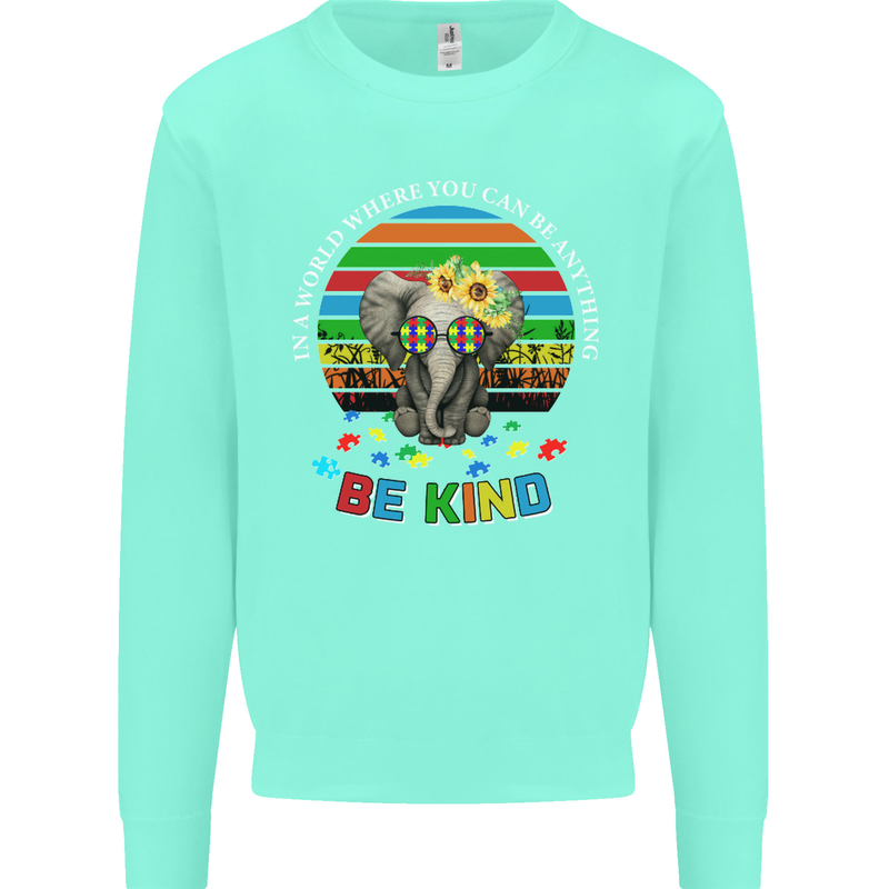 Be Kind Elephant Autism Autistic Kids Sweatshirt Jumper Peppermint