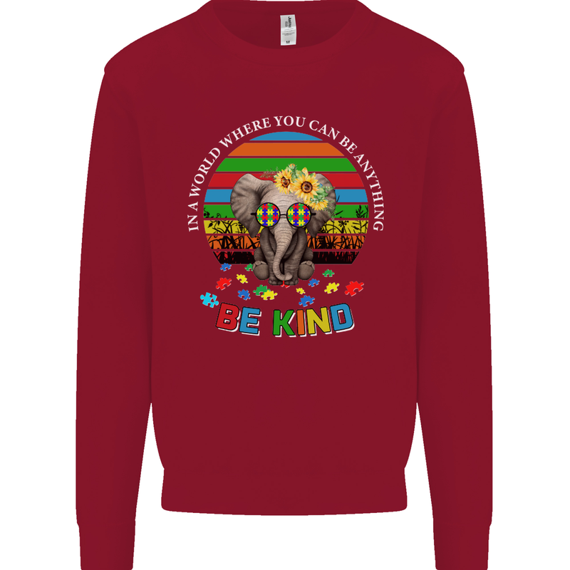 Be Kind Elephant Autism Autistic Kids Sweatshirt Jumper Red