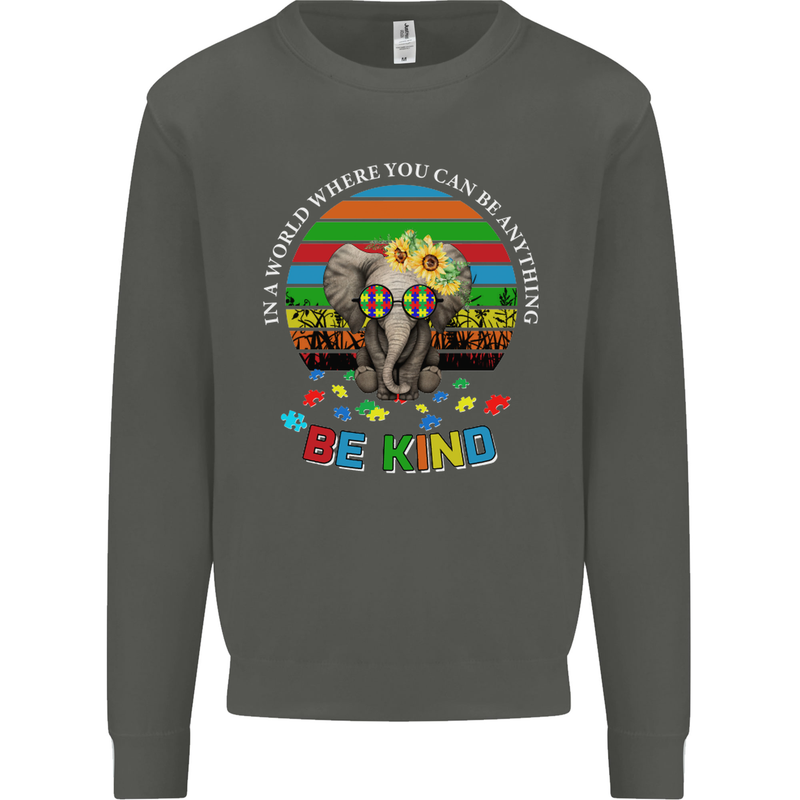Be Kind Elephant Autism Autistic Kids Sweatshirt Jumper Storm Grey