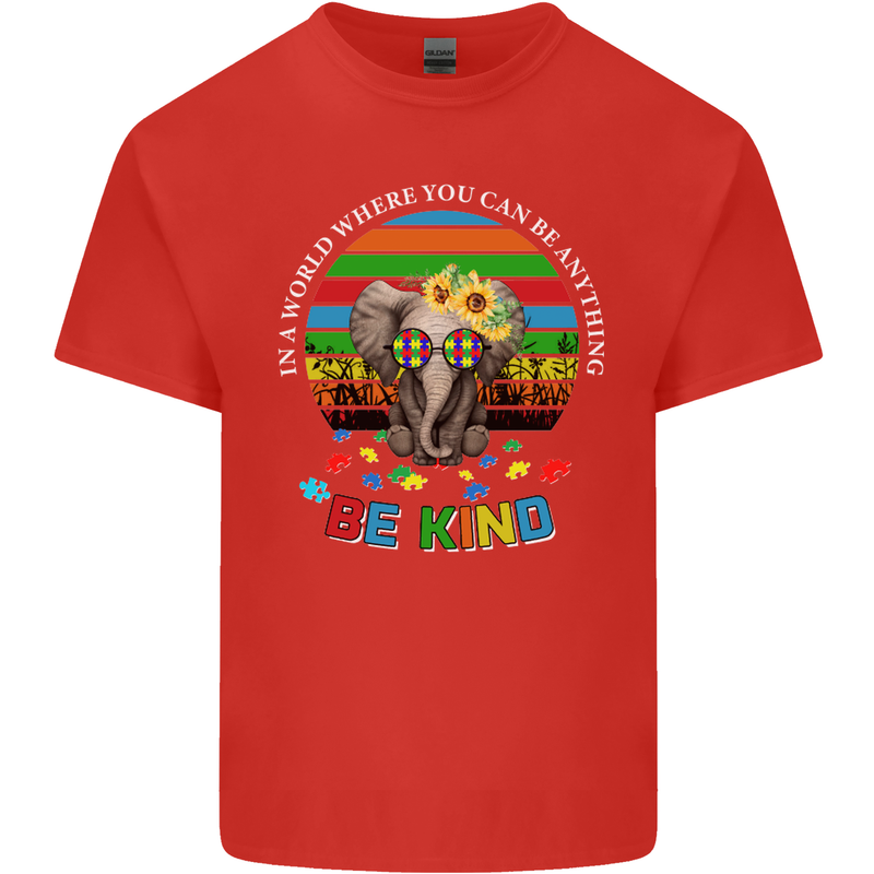 Be Kind Elephant Autism Autistic Kids T-Shirt Childrens Red