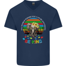 Be Kind Elephant Autism Autistic Mens V-Neck Cotton T-Shirt Navy Blue