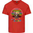 Be Kind Elephant Autism Autistic Mens V-Neck Cotton T-Shirt Red