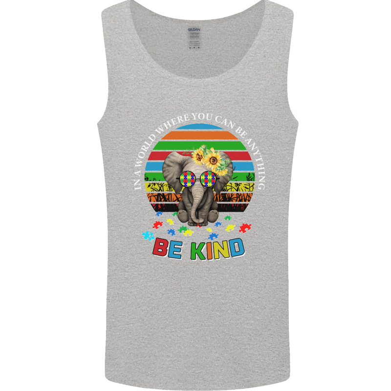 Be Kind Elephant Autism Autistic Mens Vest Tank Top Sports Grey