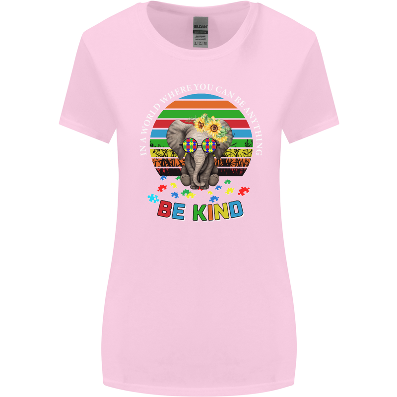 Be Kind Elephant Autism Autistic Womens Wider Cut T-Shirt Light Pink