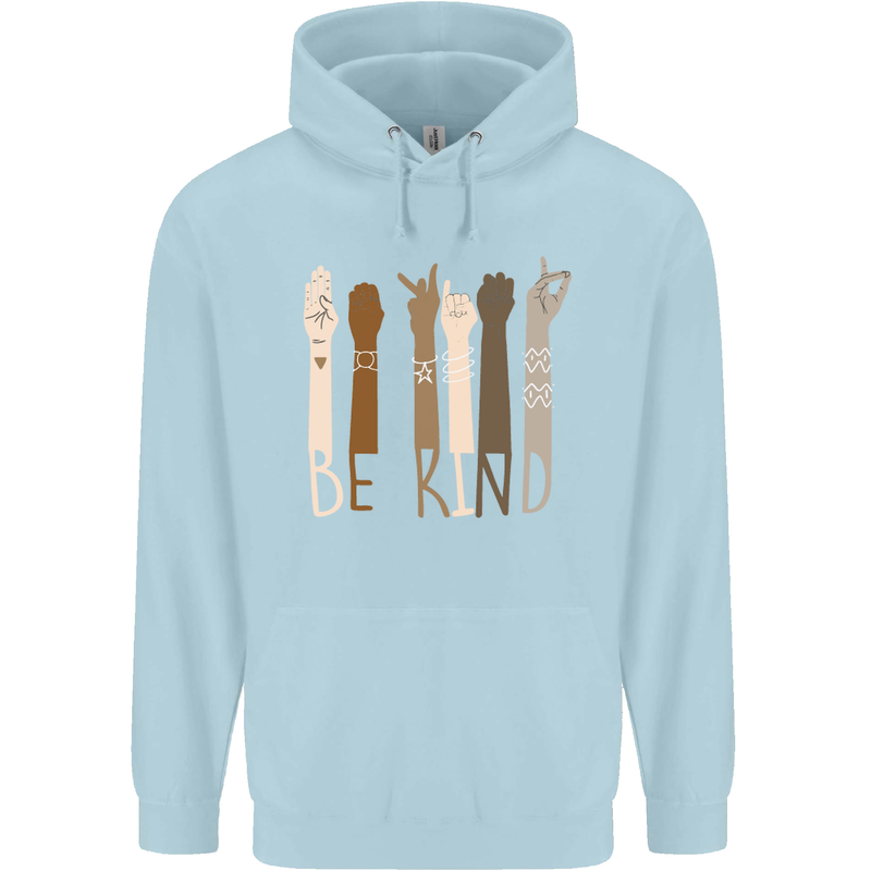 Be Kind in Sign Black Lives Matter LGBT Childrens Kids Hoodie Light Blue