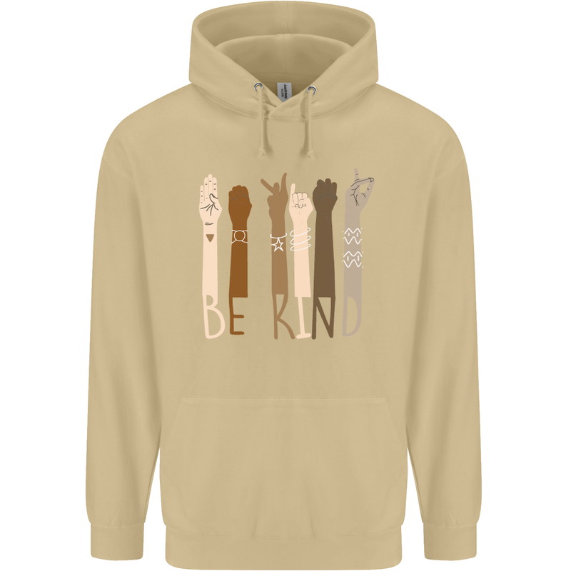 Be Kind in Sign Black Lives Matter LGBT Mens 80% Cotton Hoodie Sand