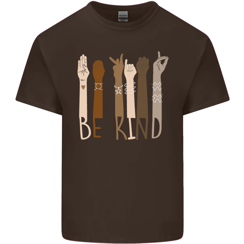 Be Kind in Sign Black Lives Matter LGBT Mens Cotton T-Shirt Tee Top Dark Chocolate