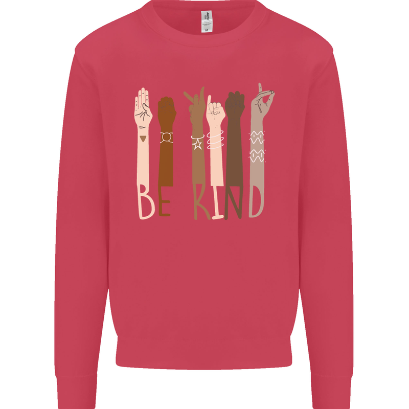 Be Kind in Sign Black Lives Matter LGBT Mens Sweatshirt Jumper Heliconia