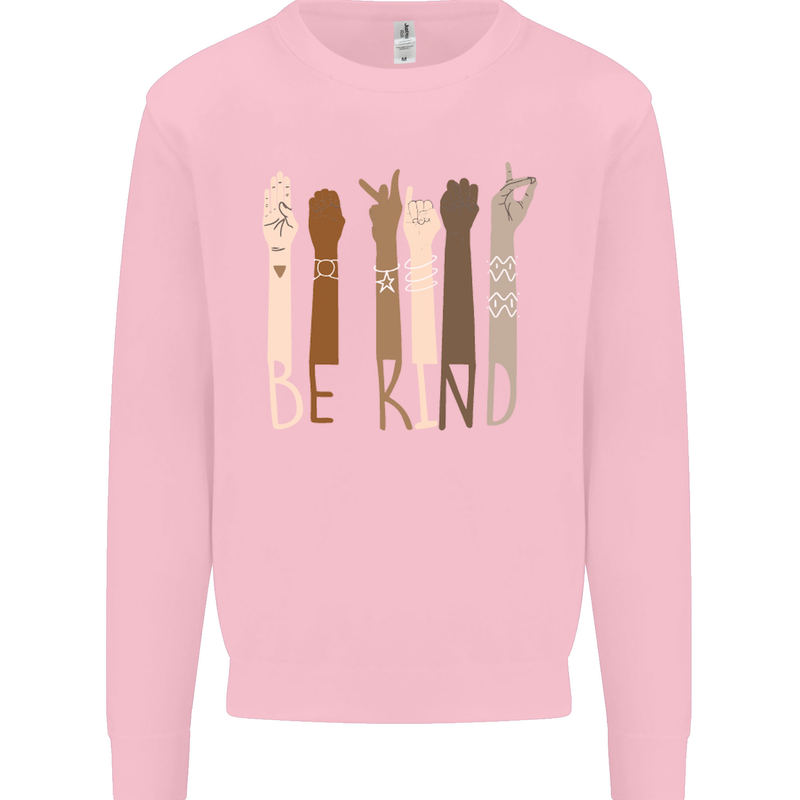 Be Kind in Sign Black Lives Matter LGBT Mens Sweatshirt Jumper Light Pink