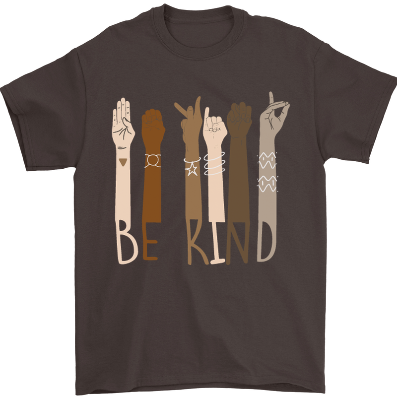 Be Kind in Sign Black Lives Matter LGBT Mens T-Shirt Cotton Gildan Dark Chocolate