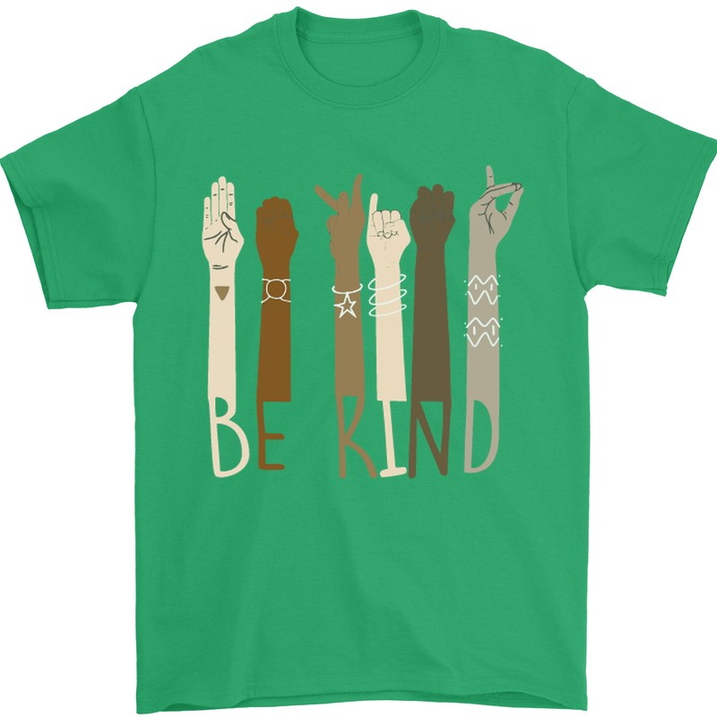 Be Kind in Sign Black Lives Matter LGBT Mens T-Shirt Cotton Gildan Irish Green