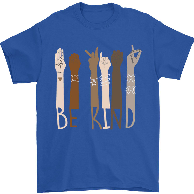 Be Kind in Sign Black Lives Matter LGBT Mens T-Shirt Cotton Gildan Royal Blue