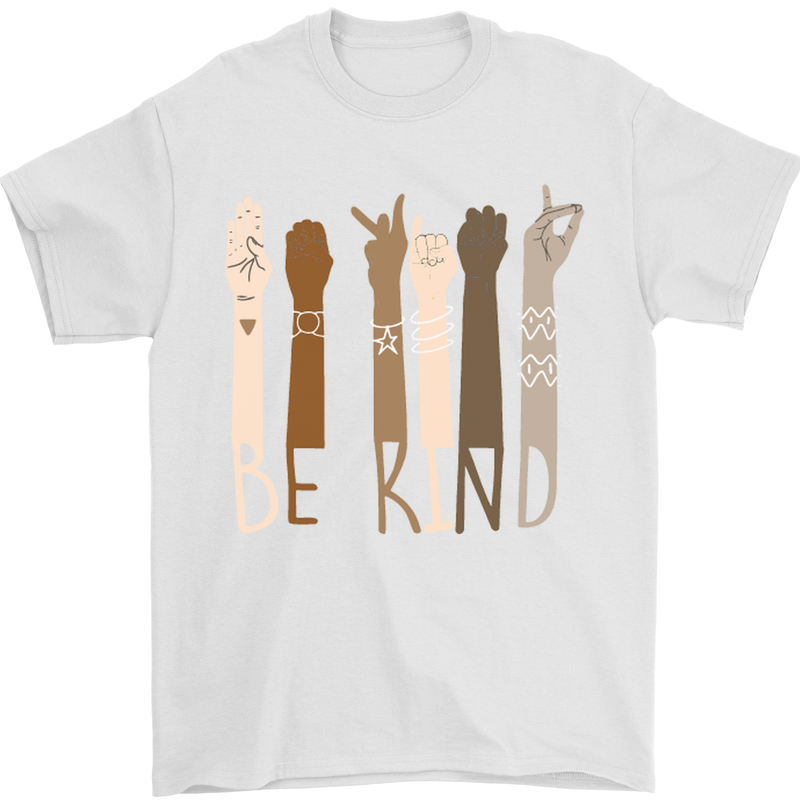 Be Kind in Sign Black Lives Matter LGBT Mens T-Shirt Cotton Gildan White