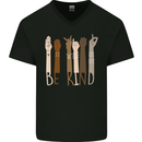 Be Kind in Sign Black Lives Matter LGBT Mens V-Neck Cotton T-Shirt Black