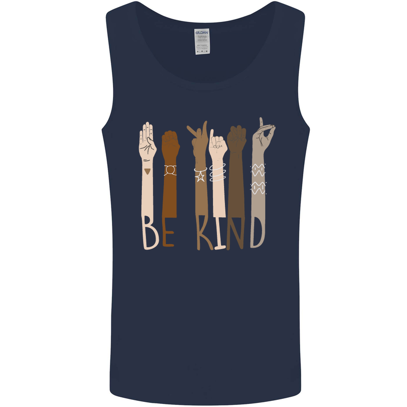 Be Kind in Sign Black Lives Matter LGBT Mens Vest Tank Top Navy Blue