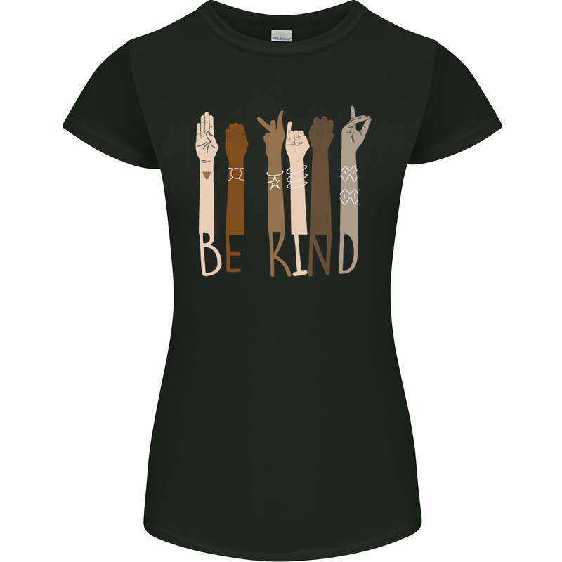 Be Kind in Sign Black Lives Matter LGBT Womens Petite Cut T-Shirt Black