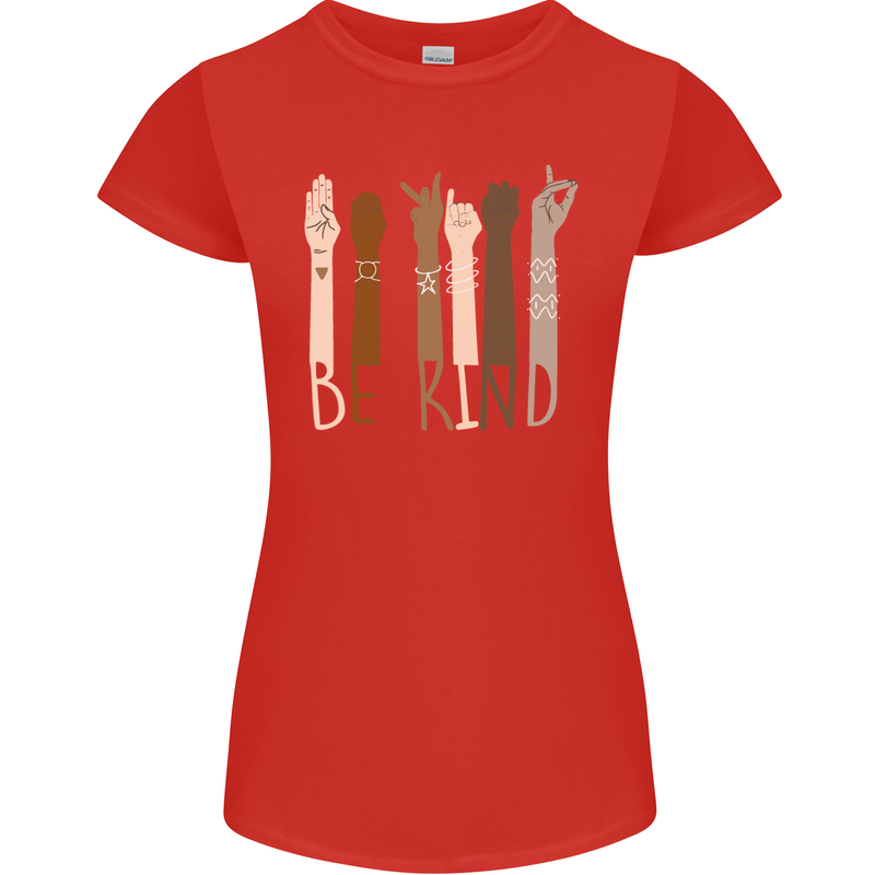 Be Kind in Sign Black Lives Matter LGBT Womens Petite Cut T-Shirt Red
