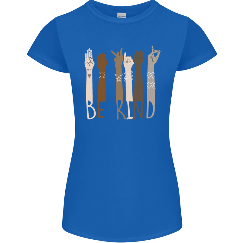 Be Kind in Sign Black Lives Matter LGBT Womens Petite Cut T-Shirt Royal Blue