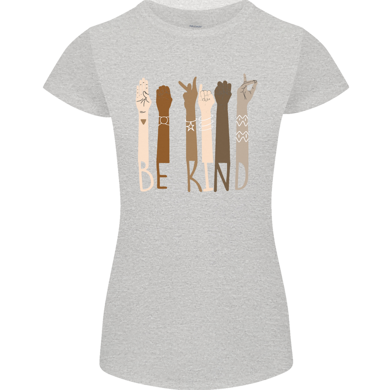Be Kind in Sign Black Lives Matter LGBT Womens Petite Cut T-Shirt Sports Grey