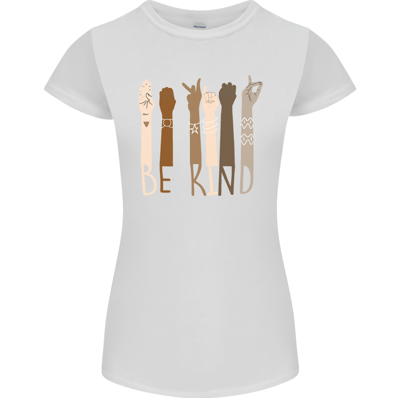 Be Kind in Sign Black Lives Matter LGBT Womens Petite Cut T-Shirt White