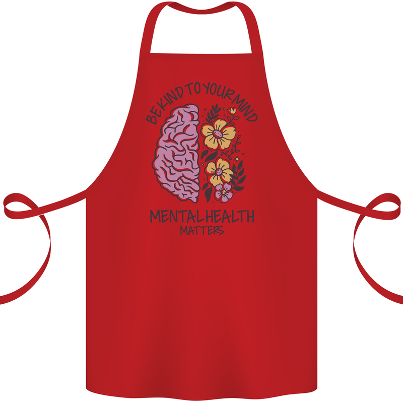 Be Kind to Your Mind Mental Health Cotton Apron 100% Organic Red