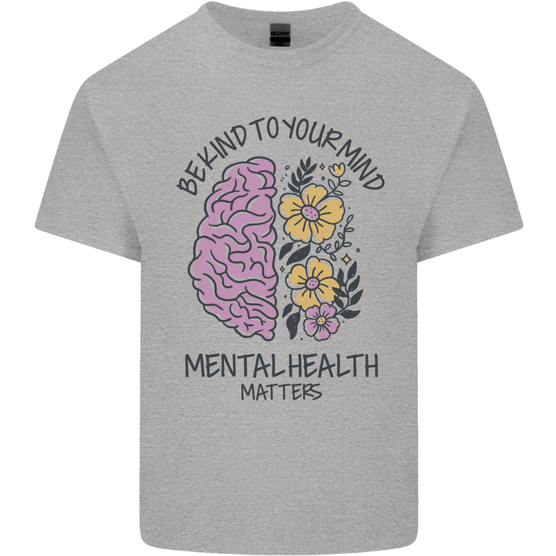 Be Kind to Your Mind Mental Health Mens Cotton T-Shirt Tee Top Sports Grey
