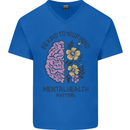 Be Kind to Your Mind Mental Health Mens V-Neck Cotton T-Shirt Royal Blue