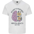 Be Kind to Your Mind Mental Health Mens V-Neck Cotton T-Shirt White