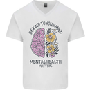 Be Kind to Your Mind Mental Health Mens V-Neck Cotton T-Shirt White