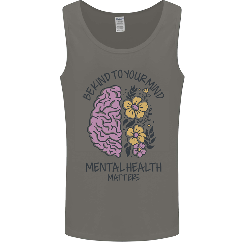 Be Kind to Your Mind Mental Health Mens Vest Tank Top Charcoal