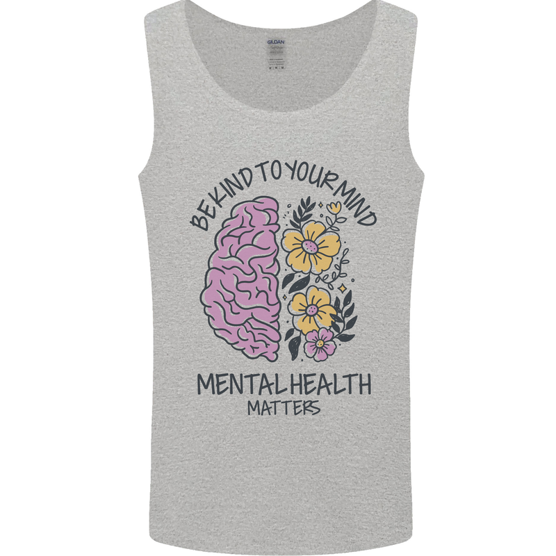 Be Kind to Your Mind Mental Health Mens Vest Tank Top Sports Grey